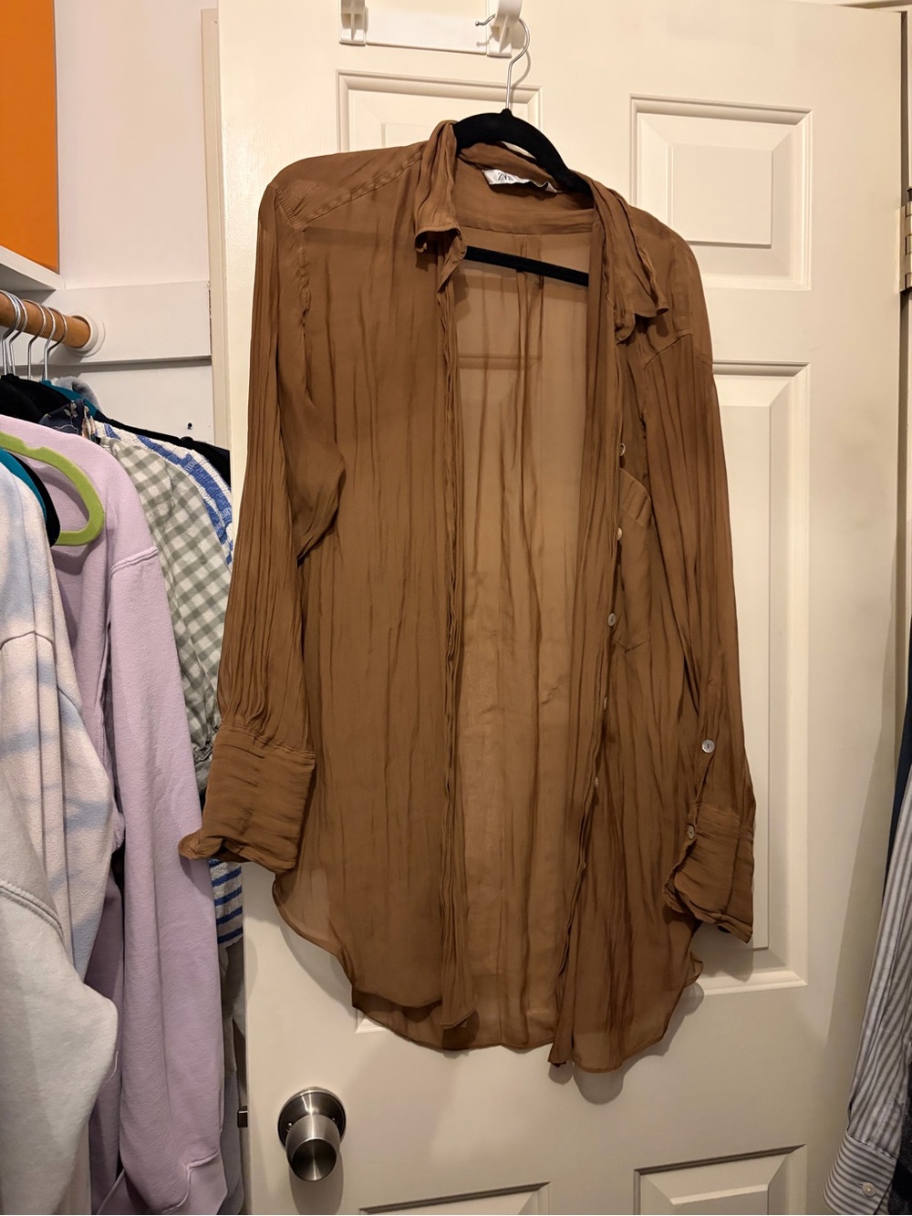 Zara sheer brown shirt